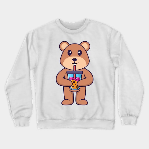 Cute squirrel Drinking Boba milk tea. Crewneck Sweatshirt by kolega